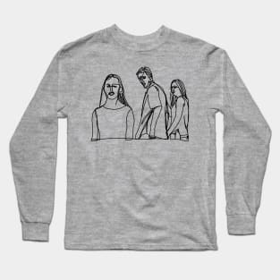 Distracted Boyfriend Meme Minimal Line Art Long Sleeve T-Shirt